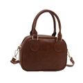 Brown retro small square bag with embossed text and detachable strap in vegan leather - No Pendant / Brown