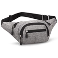 Grey textured multi-zipper waist bag with adjustable strap for outdoor activities - Gray