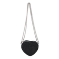 Mini sac à bandoulière chic en forme de cœur noir avec strass et chaîne argentée - Noir