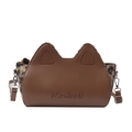Sac à main en cuir marron avec oreilles de chat et détails en fourrure léopard - Marron Sans Pendentif