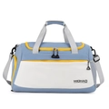 Blue and white fitness bag with dry wet separation and adjustable shoulder strap - Blue