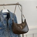 Sac bandoulière rétro marron en cuir PU vintage avec bandoulière chaîne tressée - Marron