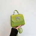 Mini borsa a tracolla verde mela con fiocco argento e tracolla regolabile - Verde