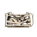 Mini silver metal crossbody bag with lava texture and sleek snake bone chain strap - Irregular Ripple Silver