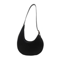 Borsa hobo a mezzaluna nera minimalista con fibbia dorata regolabile e pelle opaca - Nero