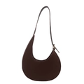 Borsa hobo a mezzaluna minimalista marrone scuro con tracolla regolabile e finitura liscia - Marrone