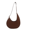 Borsa a tracolla minimalista a mezzaluna marrone scuro con trama intrecciata da donna - Trama Intrecciata / Marrone