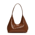Borsa a spalla hobo classica in pelle marrone scuro con silhouette minimalista - Marrone