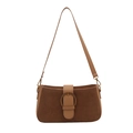 Sac sous le bras rétro en daim et cuir avec boucle ronde en bronze élégante - Kaki