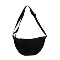 Borsa a tracolla a mezzaluna nera minimalista con tracolla regolabile e zip metallica - Nero