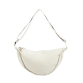 Borsa a mezzaluna bianco crema minimalista con tracolla regolabile e morbida trama in nylon - Bianco avorio