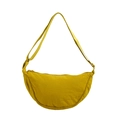 Minimalist ginger yellow nylon dumpling bag with adjustable strap and zip closure - Yellow