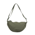Borsa a mezzaluna in nylon verde oliva con tracolla regolabile e cerniera nera - Verde