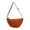 Minimalist orange crescent moon bag with an adjustable wide shoulder strap for women - Orange