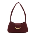 Bolso de hombro burdeos minimalista con elegante hebilla dorada en forma de media luna - Burdeos