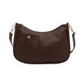 Bolso de hombro retro de cuero PU marrón oscuro con herrajes dorados y estilo francés - Marrón