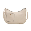 Bolso de hombro media luna blanco crema con detalle de bolsillo y botón dorado - Blanco