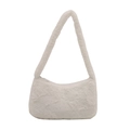 Flauschige weiße Kunstfell Schultertasche mit weicher Plüschtextur und modernem Design - Weiß