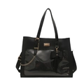 Bolso tote vintage negro con gran ventana de PVC transparente y cadena dorada - Negro