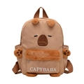 Cute brown Capybara plush backpack for girls with large capacity for travel and daily school use - Brown