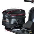 Sacoche de selle moto étanche avec texture carbone et détails de lignes rouges - Rouge
