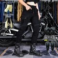 Pantaloni cargo da moto neri da donna con fodera in Kevlar e protezioni per ginocchia - XXS / Nero