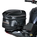 Sac de queue de moto étanche avec texture en fibre de carbone et bandes réfléchissantes - Gris
