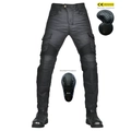 Detail der Cargo-Motorradhose mit Dehnfalten, Seitentaschen und CE-Protektoren - XXS / Holzkohlenschwarz Beschichtet