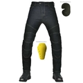 Motorradjeans-Detail mit Akkordeon-Stretchzonen und abnehmbaren CE-Protektoren-Sets - XXS / Schwarz