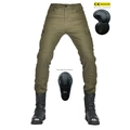 Dettaglio dei pantaloni cargo da moto verde militare con protezioni per ginocchia e fianchi CE - XXS / Verde Militare (JES-G)