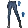 Women's dark blue mesh motorcycle jeans with detachable hip and knee protective pads - XXS / Blue Mesh