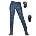 Pantaloni da moto estivi blu scuro con rete e protezioni per fianchi e ginocchia - XXS / Blu Mesh