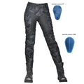 Pantaloni da moto camouflage slim fit con protezioni blu rimovibili per ginocchia e fianchi - XXS / Mimetico Blu