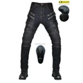 Jean moto homme gris foncé avec protections amovibles et zones extensibles - XXS / Noir