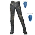 Pantaloni da moto mimetici da donna con protezioni rimovibili per fianchi e ginocchia - XXS / Mimetico Verde