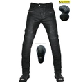 Jeans da moto neri con protezioni rimovibili certificate CE per fianchi e ginocchia - XXS / Nero (Con Protezioni)