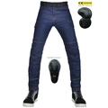 Jeans da moto blu scuro con protezioni CE rimovibili per ginocchia e fianchi e cintura - XXS / Blu scuro