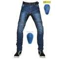 Jeans da moto blu scuro da uomo con protezioni rimovibili certificate CE integrate - XXS / K-1 Blu