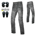Jeans da moto uomo grigio vintage con protezioni CE rimovibili e inserti protettivi - XS / Nero