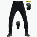 Pantaloni da moto uomo slim in denim blu scuro con protezioni CE rimovibili incluse - XXS / Nero Classico