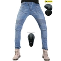 Jeans da moto azzurri per uomo con pannelli elasticizzati e protezioni CE rimovibili - XXS / Blu Murphy