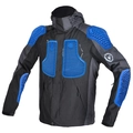 Detail van professionele motorjas met blauwe honingraatvormige beschermende vulling - S / Zwart Grijs Patchwork Gear Stijl