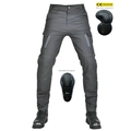 Dark grey motorcycle cargo pants with CE certified removable knee and hip armor inserts - XXS / Gray
