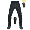 Pantaloni da moto neri da uomo stile cargo con protezioni CE e tasche laterali - XS / Nero