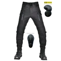 Pantaloni cargo neri da moto con protezioni rimovibili certificate CE per ginocchia e fianchi - XXS / Con equipaggiamento protettivo / Nero