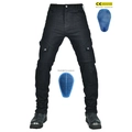 Pantaloni cargo da moto neri slim fit da uomo con protezioni rimovibili certificate CE - XXS / Nero