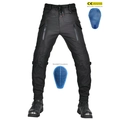 Pantaloni da moto impermeabili neri con protezioni CE blu rimovibili per ginocchia e fianchi - XXS / Nero
