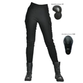 Pantaloni da moto neri slim da donna con protezioni rimovibili per fianchi e ginocchia - S / Nero