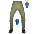 Pantaloni cargo da moto verde oliva da uomo con protezioni rimovibili per fianchi e ginocchia - XXS / Verde Militare