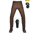 Retro braune Motorradhose im Cargo-Stil mit CE-zertifizierten Knie- und Hüftprotektoren - XS / Braun